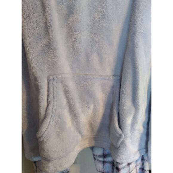 Joyspun Pajama Set Sloth Jogger Blue Plaids Sz 14 Pockets Fuzzy Cozy - Picture 3 of 11